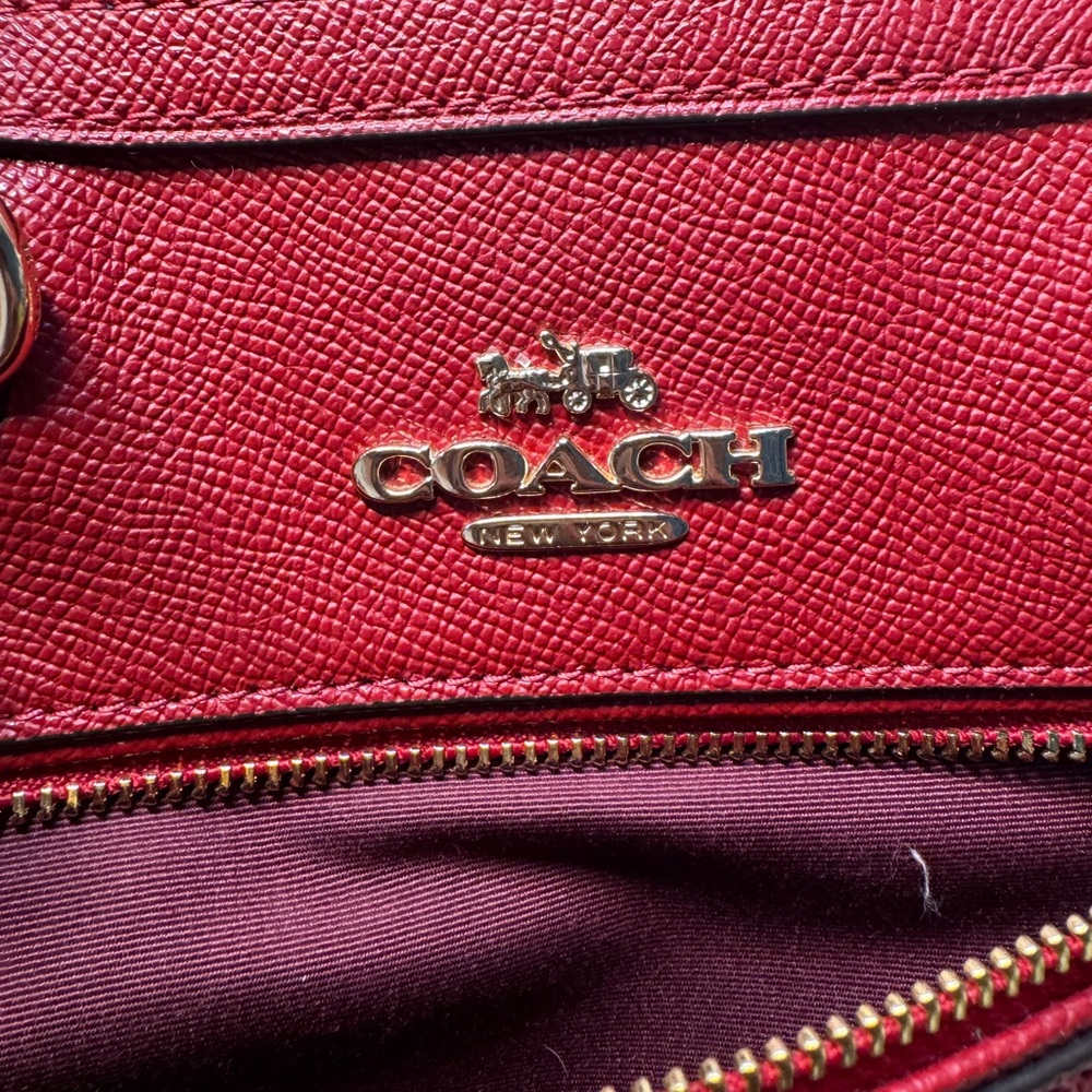 Coach Red Leather Dome Satchel with Gold Hardware Rowan 79946 with strap - Picture 13 of 14
